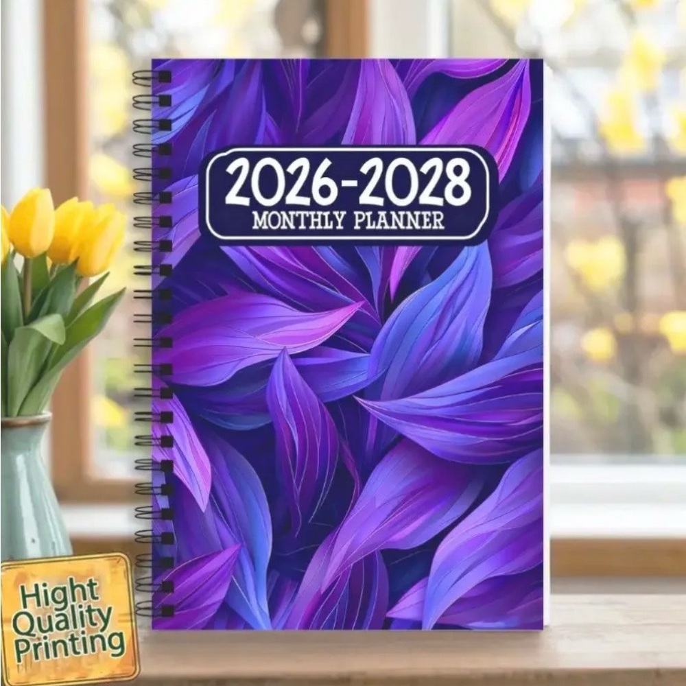 Purple Leaf Design Monthly Planner 2026-2028 - Picture 6 of 8